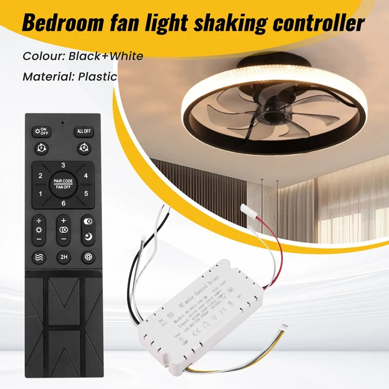 Ceiling Fan Remote Control Kit with 6 Speed Settings, Replacement Ceiling Fan Remote, Dimming Controls, 110-265V-A68X
