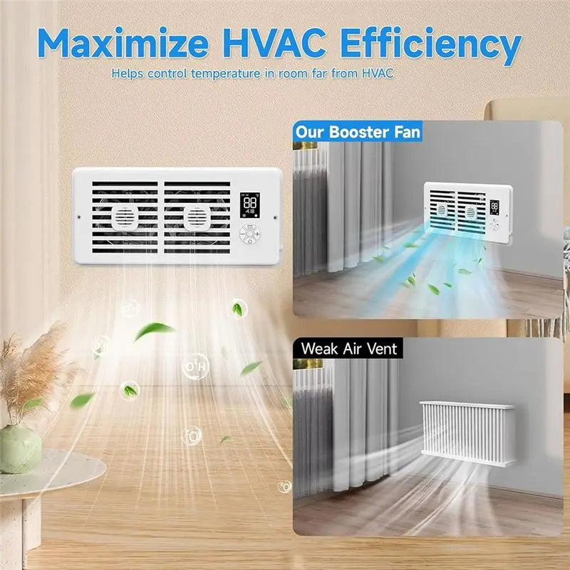 B59B-Remote Control 4X10inch Register Booster Fan For Home Office, Smart Vent Fan With Thermostat US Plug