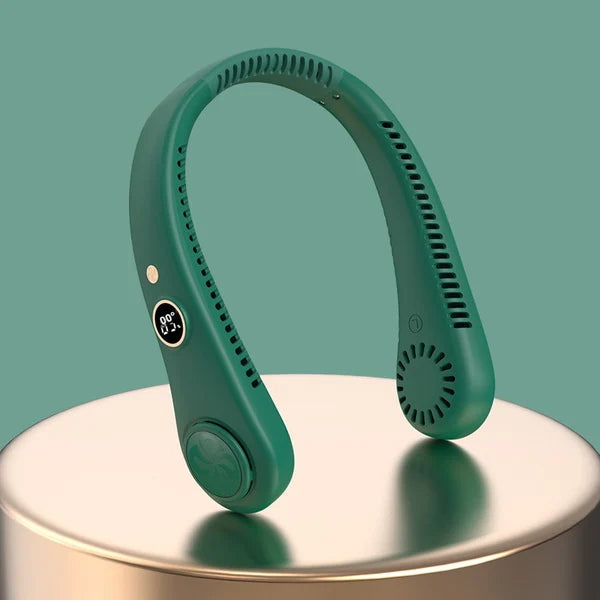 Rechargeable Electric Fan Digital Display Hanging Neck Fan Bladeless Design Electric Fan Bladeless Neckband Fan USB Rechargeable