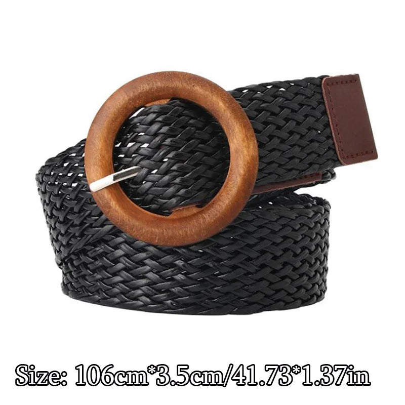 Fashion Women PP Straw Belt Bohemian Wide Elastic Waist Belt Braided Waistbelt Summer Casual Dress Waistband Apparel Accessories