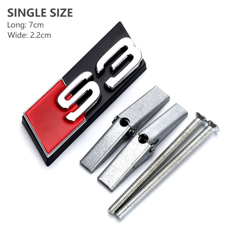 3d ABS Chrome Black Logo S3 S4 S5 S6 S7 S8 Emblem Honeycomb Car Front Grille Bdage For Audi S 3 4 5 6 7 8 Accessories