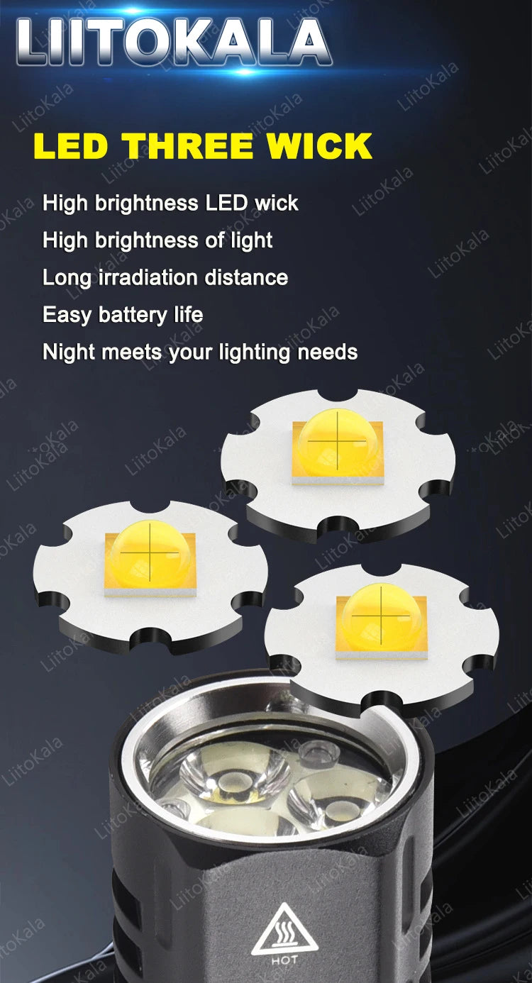 LiitoKala LF-536 LF-535 LED white laser Mini Flashlight 16340 700mAh Rechargeable Battery