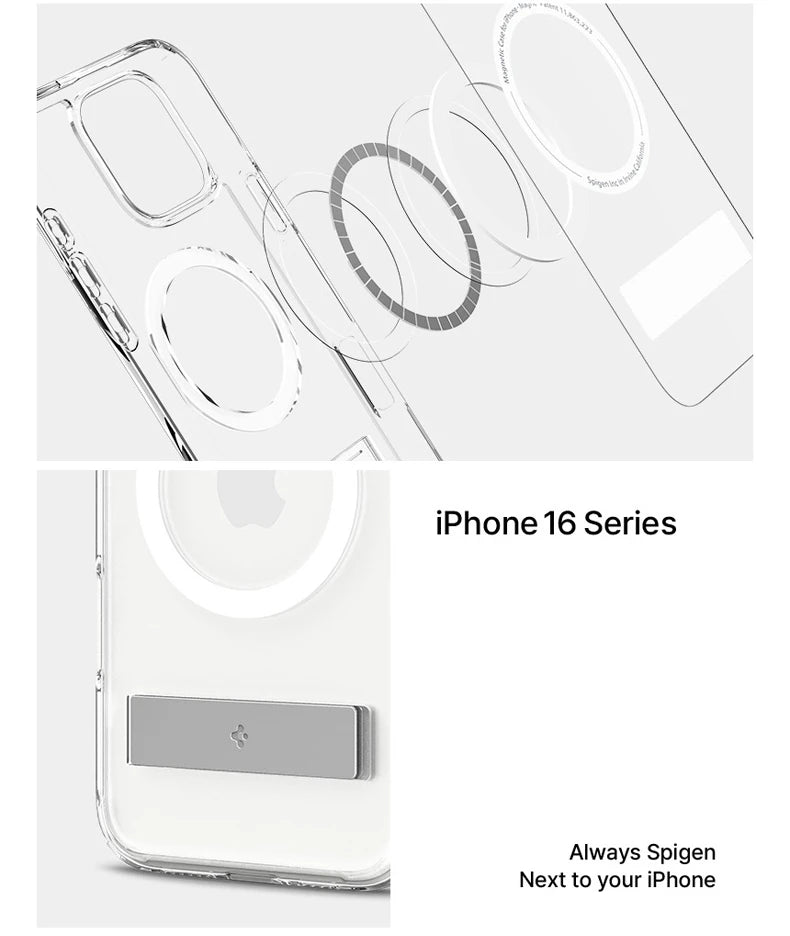 Spigen Ultra Hybrid S MagFit Designed for iPhone 17 Pro Max 16 15 14 13 12 Case Kickstand Amti Yellowing Compatible With MagSafe