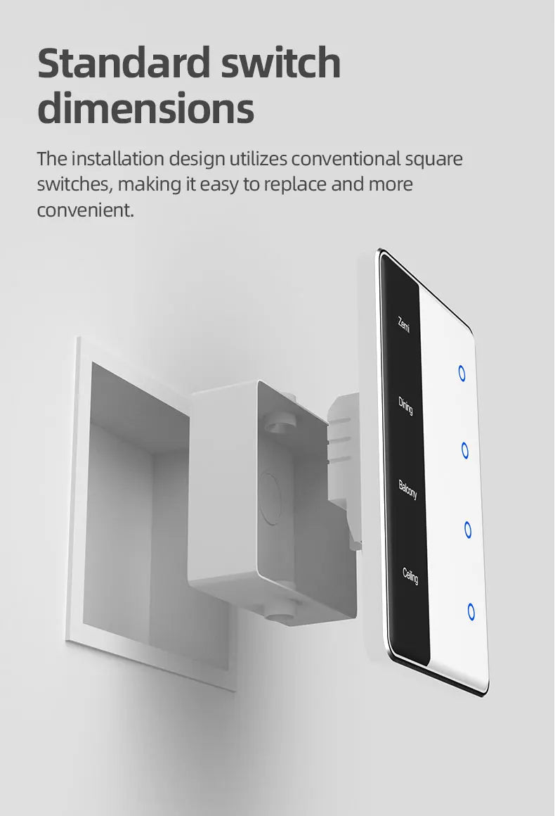 Zemismart DIY Name Switch Zigbee Smart Display Screen Touch Light Switch US Type Works with Tuya Alexa Google Home Voice Control