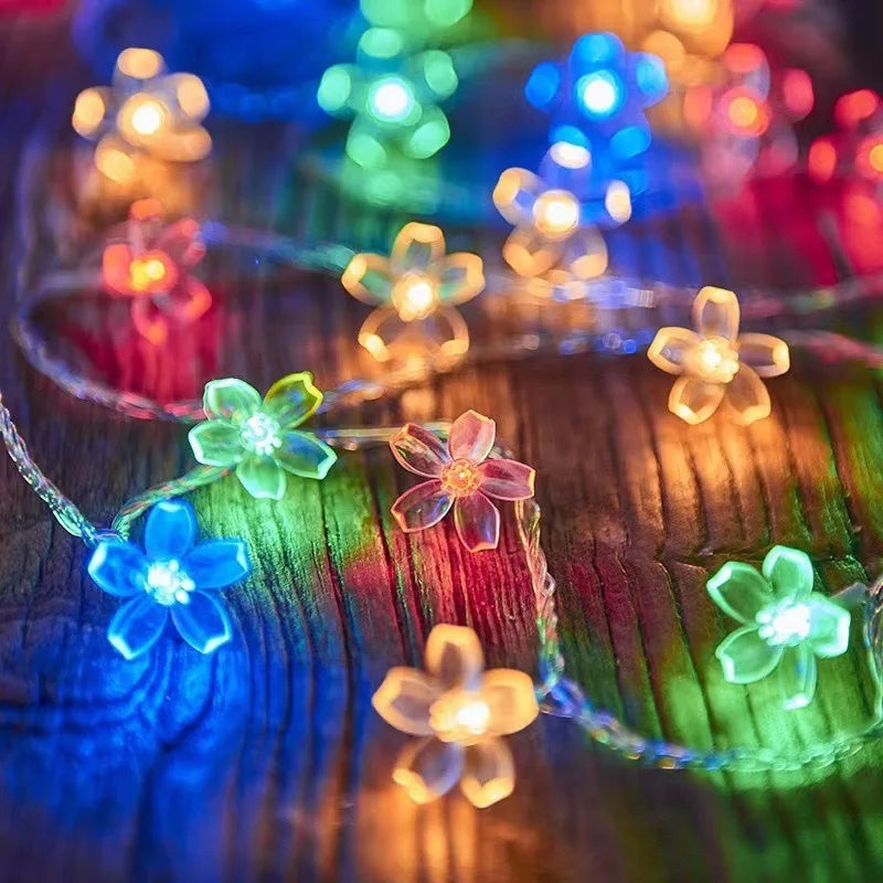 Lotus Flowers String Lights AA Battery LED Decoration Street Garland holiday Lights for Garden Furniture Terrace Decor Light