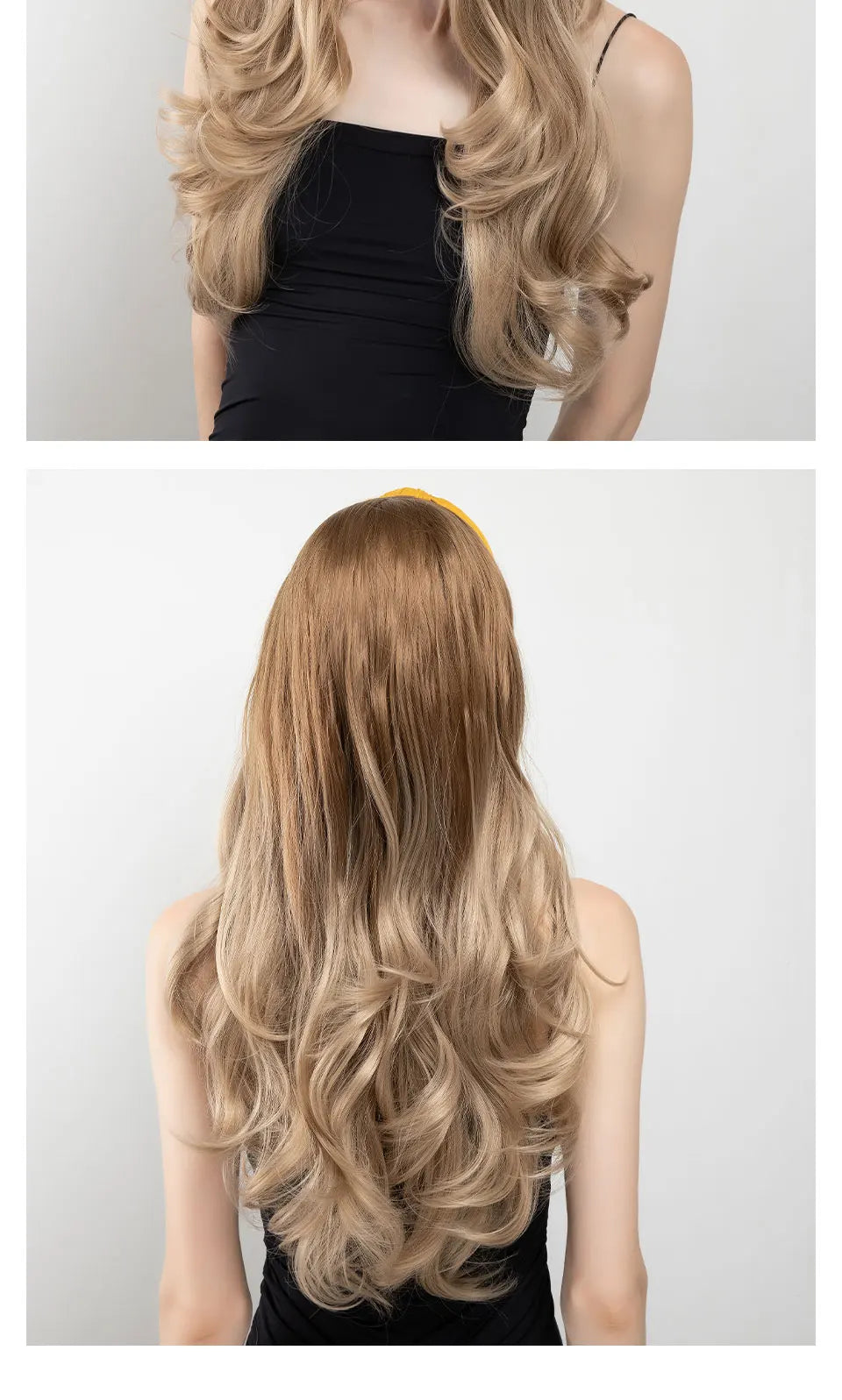 Synthetic Headband wigs Long Curly Wavy Hair Extensions Ombre Brown Black Blonde Half Wig For Women Daily Cosplay