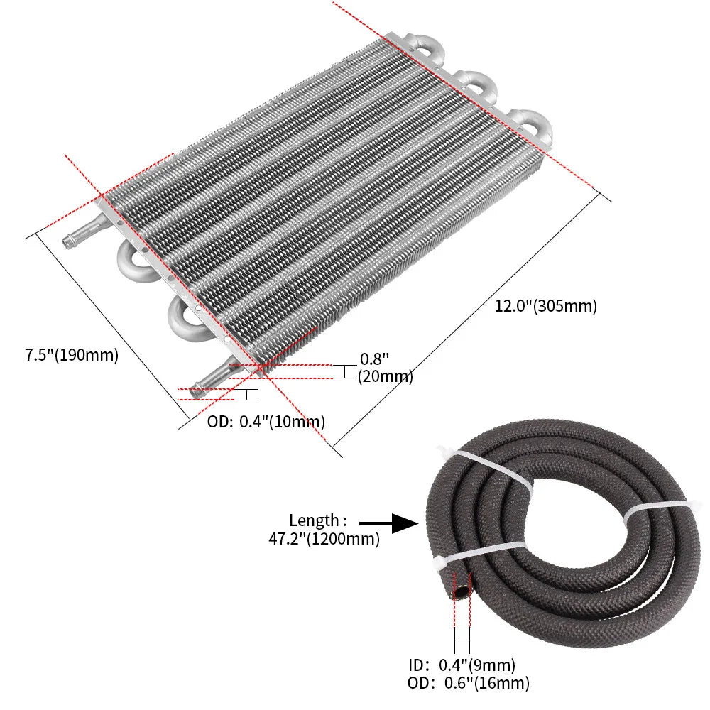 4 Row 6 Row 8 Row Aluminum Universal Oil Cooler Oil Radiator Car Air Conditioning Tube Belt Auto-Manual Radiator Converter Kit
