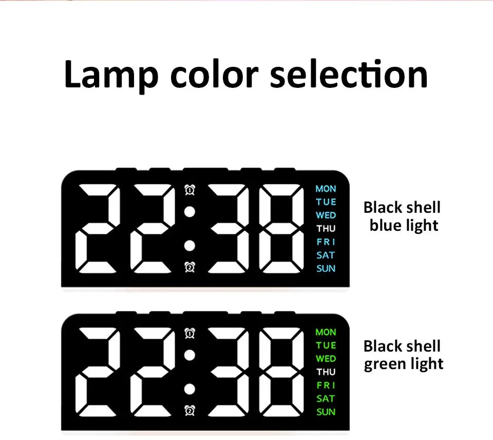 7'' LED Digital Alarm Clock Table Clock Three-Level Adjustable Brightness Dimmer/Dual Alarm/Temp/Date/Night Light for Bedrooms