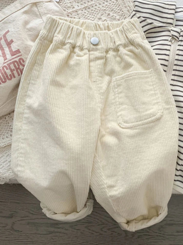 Boy Korean Children's Clothing Spring Fall Kids Trousers Corduroy Boys Pants Solid Pants Baby Girls Outfit Clothes for Teenagers