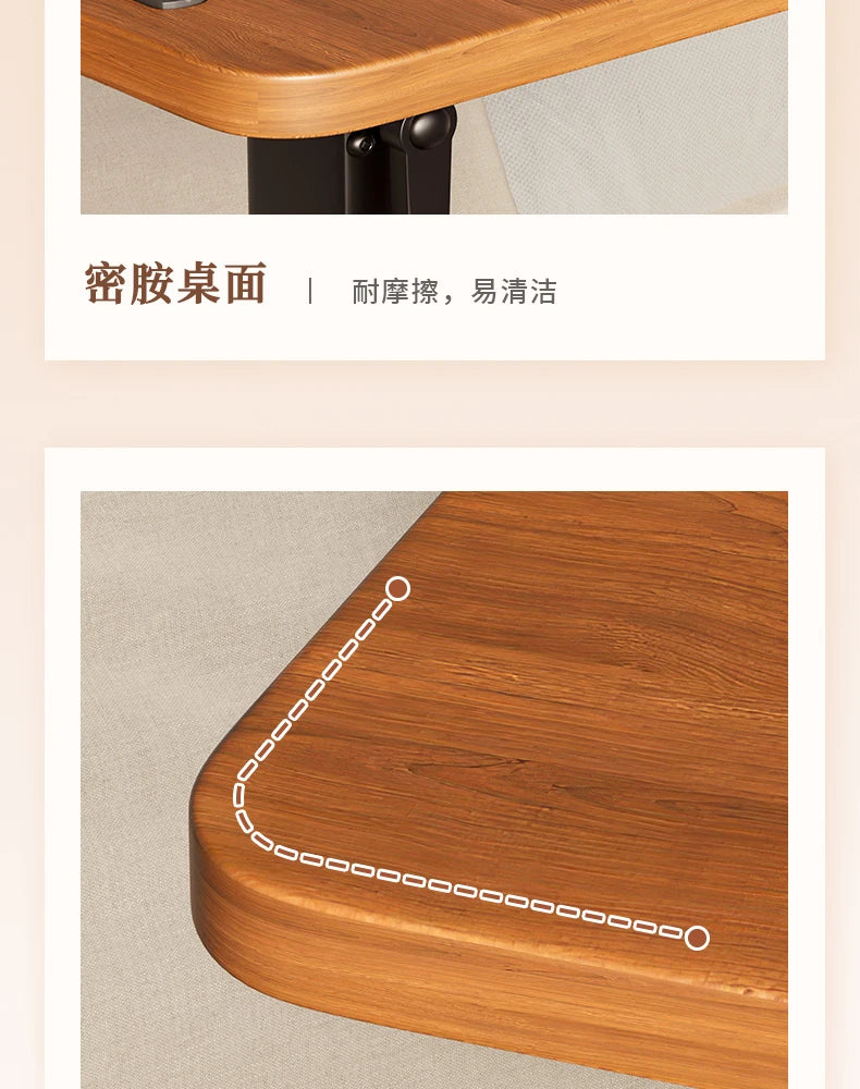 Pneumatic Lifting Laptop Desk Mobile Bedside Table Computer Desk Home Office Writing Desk with Wheels Storage Shelf