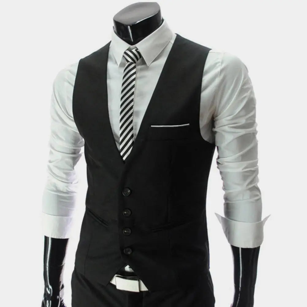 2025 British Style Men Business Vest Deep V Neck Single breasted Formal Suit Waistcoat Classic All Match Men Waistcoat