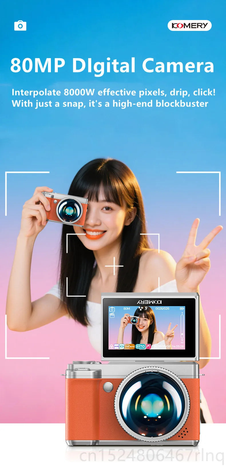 5K Digital Camera Auto Focus 80MP Vlogging Camera for YouTube and Anti-Shake Video Camera with Flash Dual Lens Selfile Camcorder