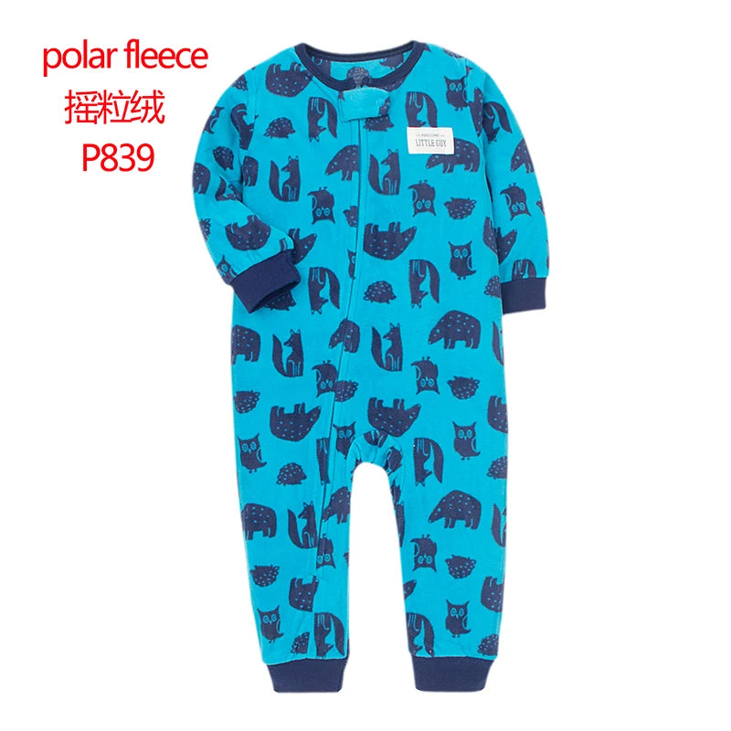 24M Toddler Baby Clothes Romper Children Fleece Outdoor Clothing Winter Warm Climbing Jumpsuit Zipper One-piece Coverall Pajamas