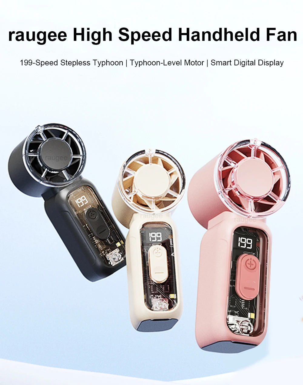 Mini Handheld Fan Portable Pocket Fan USB Rechargeable Personal Hand Fans Outdoor Portable Mini Small Fan with Digital Display