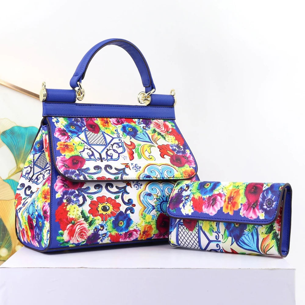 Luxury Women Bags Leather Vintage Painting Art Purse Handbags Girl Shoulder Bag Fashion Cross Body Messenger Bag Female Totes