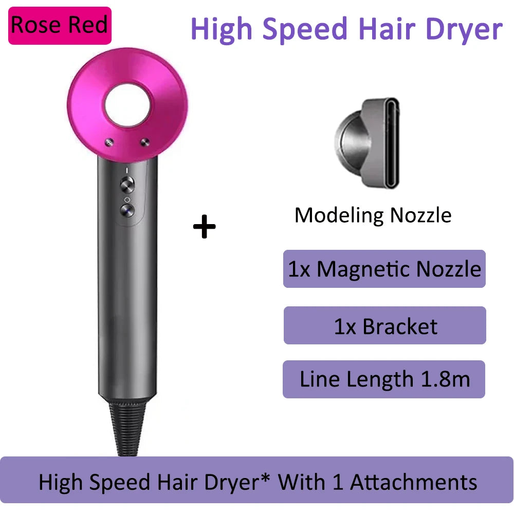 7 in 1 Professional Hair Dryer with Hot and Cold Air Functionality Negative lon Blow Quick Dry Leafless Salon Home Hairdryer ﻿