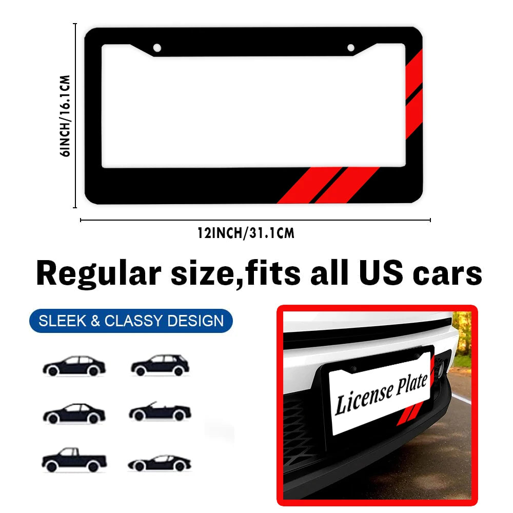 Red two bar diagonal license plate holder, Dodge black matte aluminum license plate holder, suitable for American vehicles