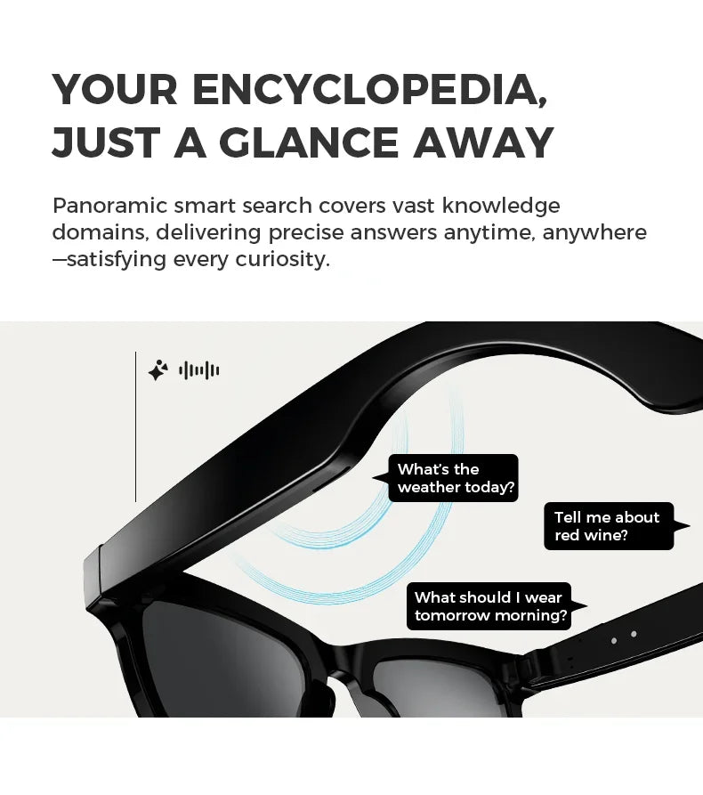 AI Smart Glasses Built-in HD Camera Glasses Bluetooth Wireless Audio Intelligent Glasses Anti-glare Anti-blue connected glasses