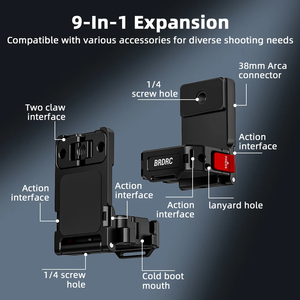 BRDRC Multi-Function Expansion Magnetic Mount for DJI Osmo Pocket 3,Aluminum Alloy Base,Pocket 3 Quick Release Accessories