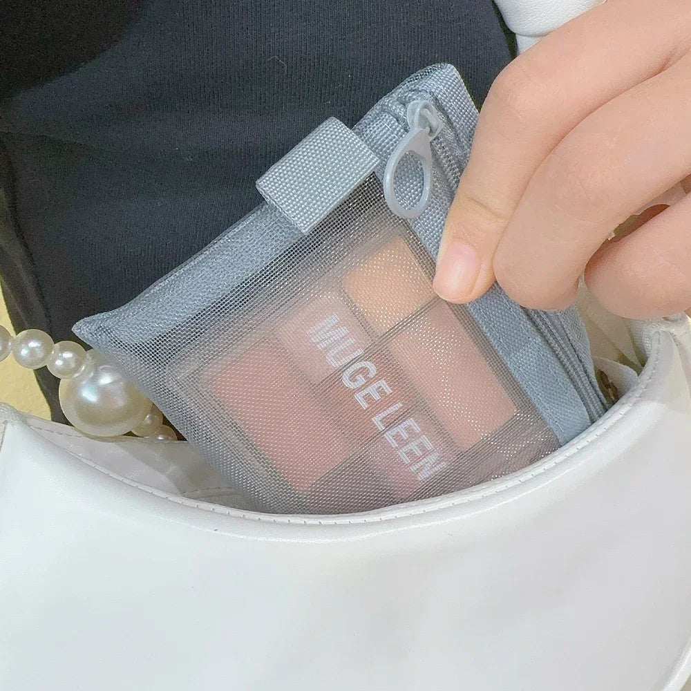 1/12pcs Mesh Clear Cosmetic Bags Small Large Black Makeup Bag Portable Travel Toiletry Organizer Case Lipstick Storage Pouch