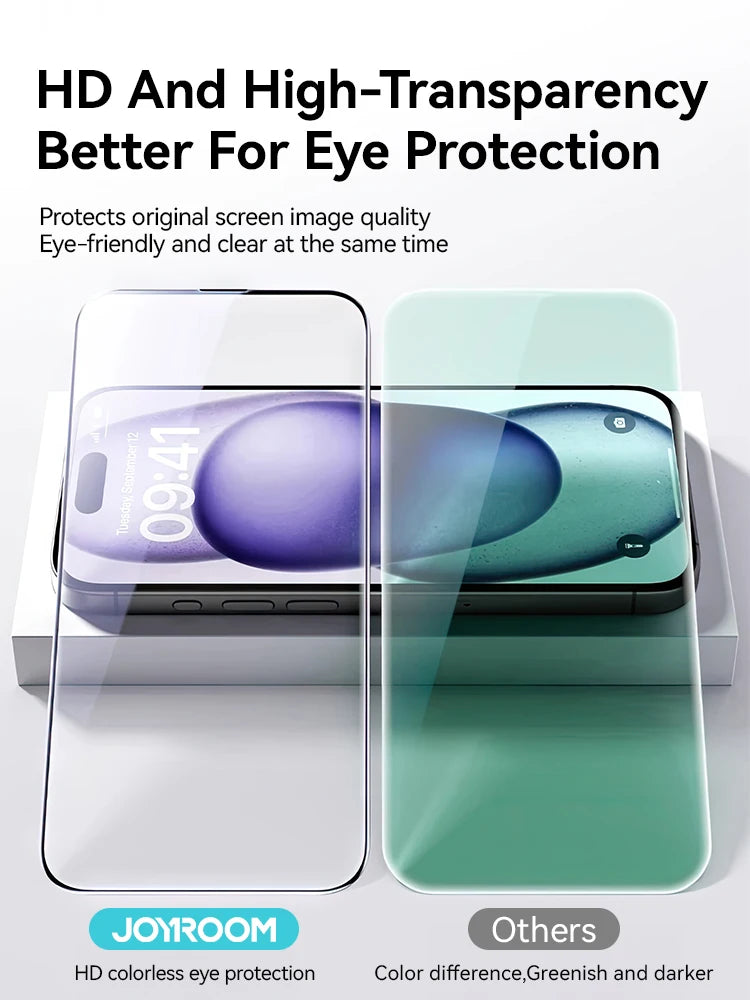 Joyroom 3/2/1pcs HD Anti-Blue Light Glass for iPhone 17 Pro Max Screen Protector Full Screen Eye Protection Tempered Glass