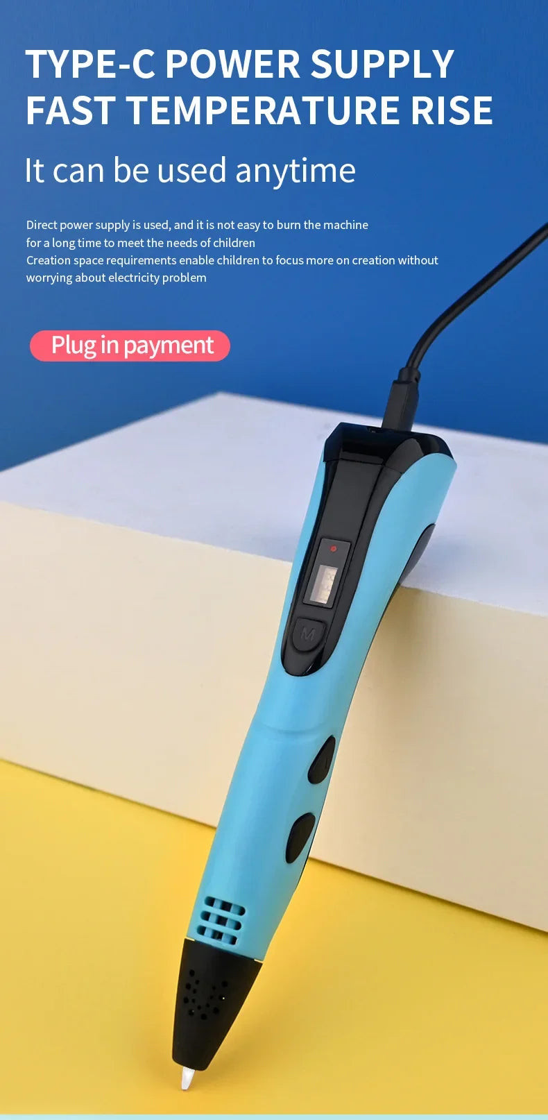 New 3D Printing Pen, Suitable 3D Pen Set for Children, PLA Filament, Children's Birthday or Christmas Gift