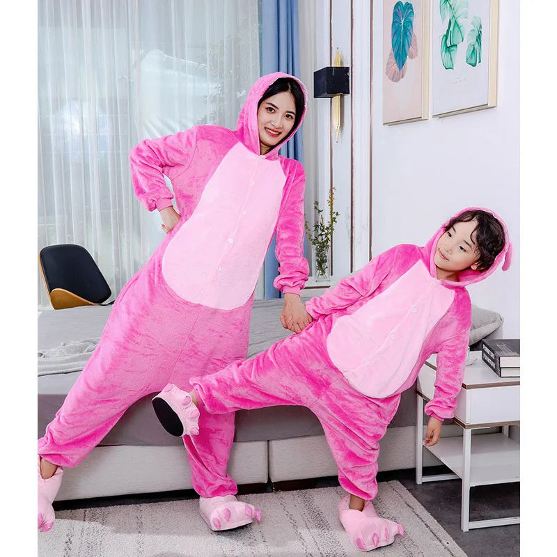 Stitch Animal Onesie Pajamas Warm Winter Sleepwear For Couples Students Performance Costume Cute Cartoon