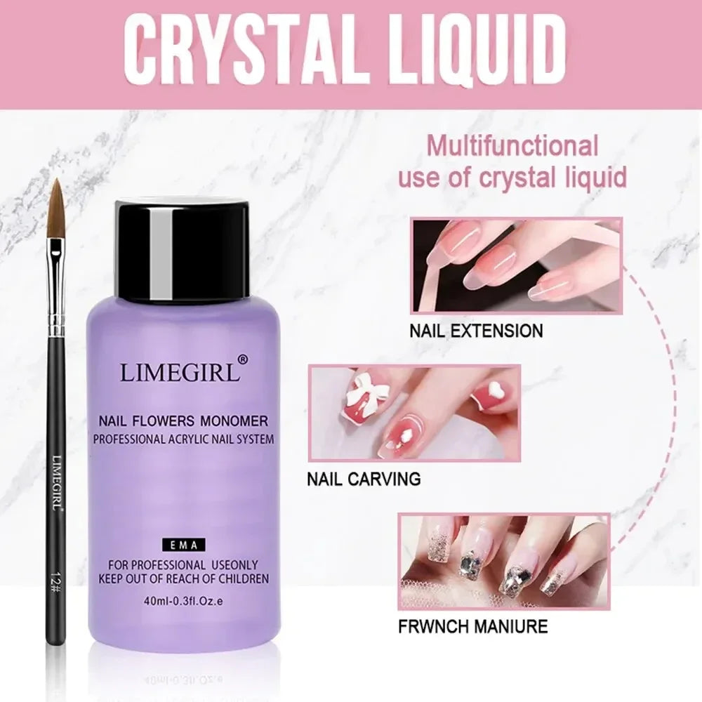 Acrylic Nail Art Kit Nail Art Acrylic Powder and Liquid Mono Kit for Nail Extension Acrylic Dip Powder 3D Flower Sculpting Tool