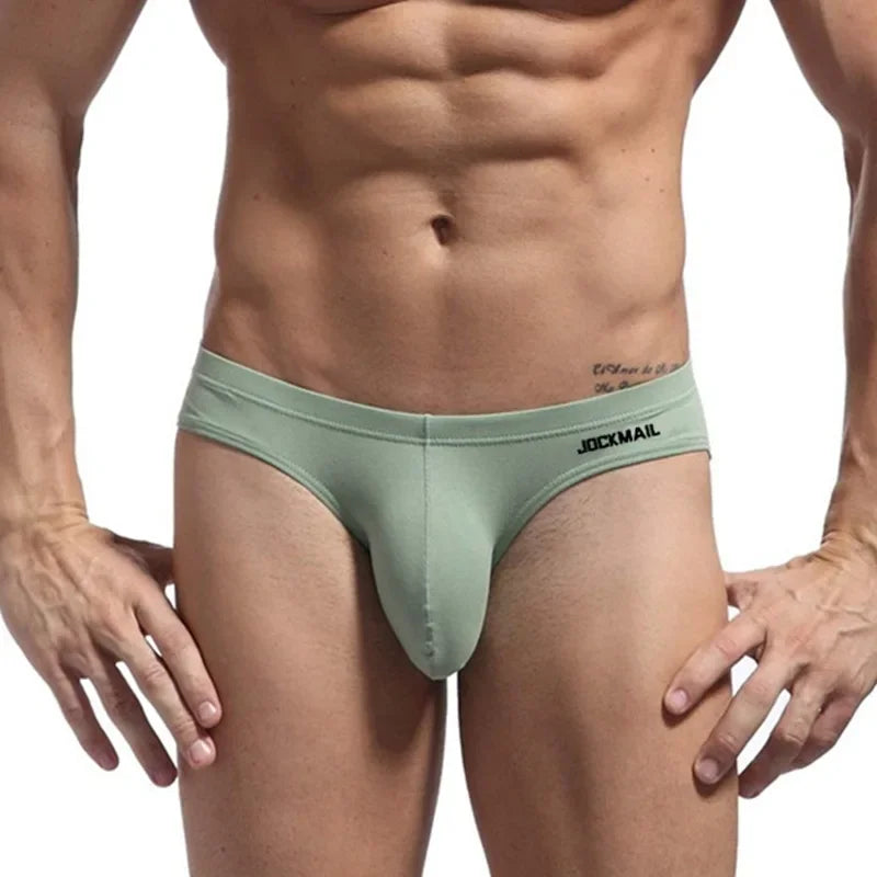 JOCKMAIL Summer New Men's Low Waist Panties Pink Sexy Gay Breifs Shorts Male Beach Bikini Bottoms Uderpants