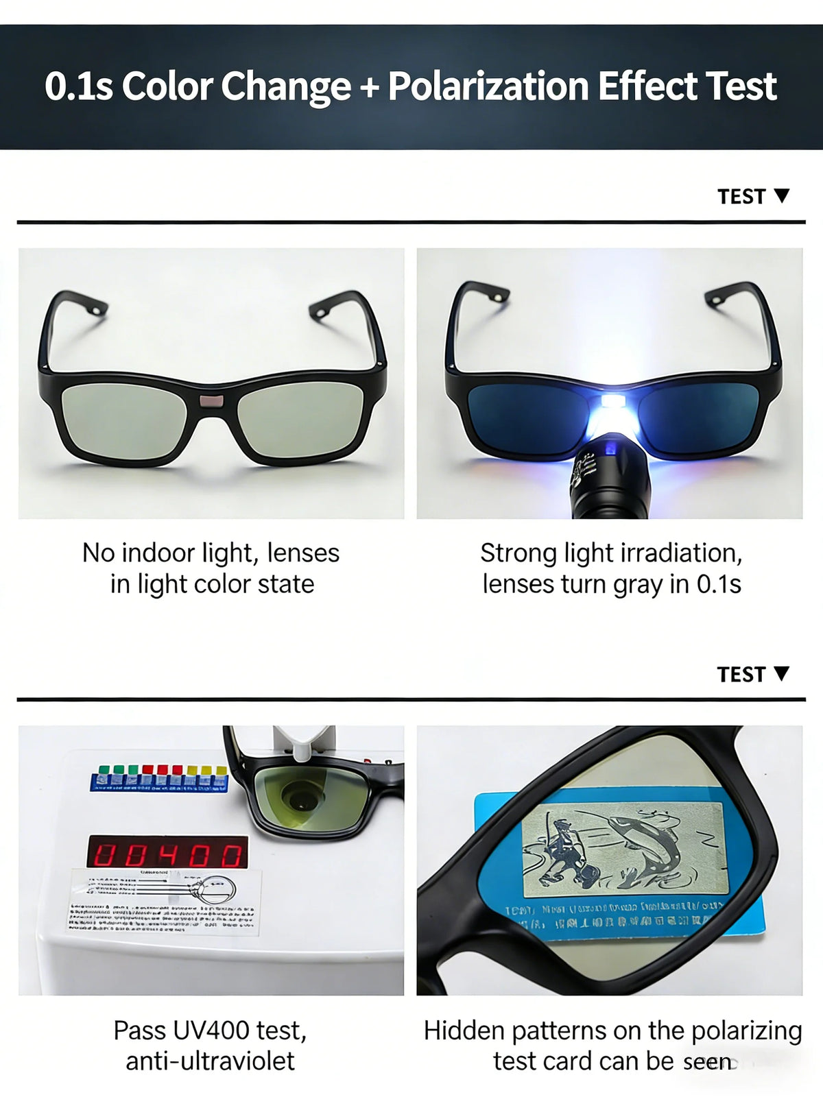 0.1s Color Changing Intelligent Photosensitive Polarized Smart Glasses Sunglasses Men Women Driving Cycling Fishing Sun Glasses