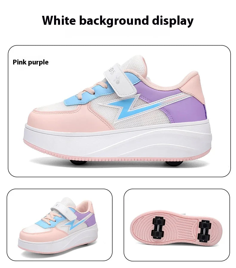 Children's walking shoes Girls 2025 new breathable roller skates boys primary school four wheel roller shoes can walk and slide