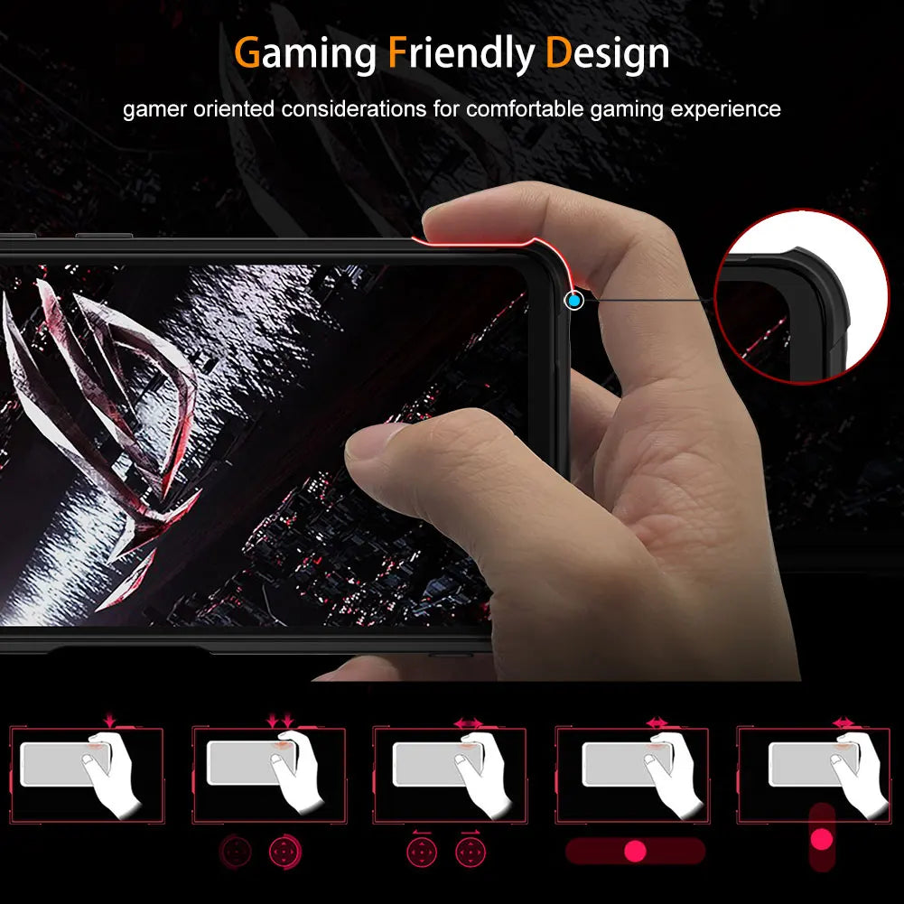 CaseFor ASUS ROG Phone 5 Case Gaming Protective Cover Air Trigger Compatible Shockproof Back Cover with Camera Screen Protection