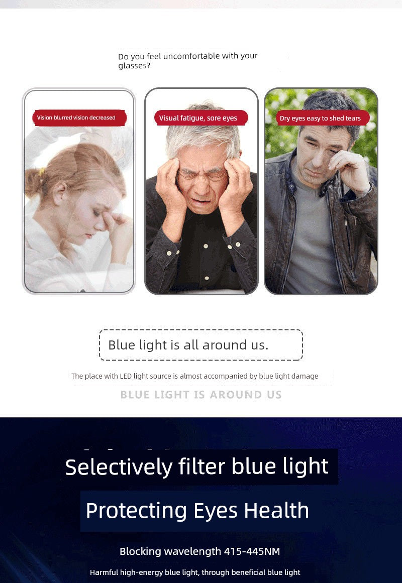 Middle-Aged and Elderly Reading Glasses Men's Dual-Use Anti-Blue Light Multi-Focus Smart Zoom Multi-Function Presbyopic Glasses Ladies