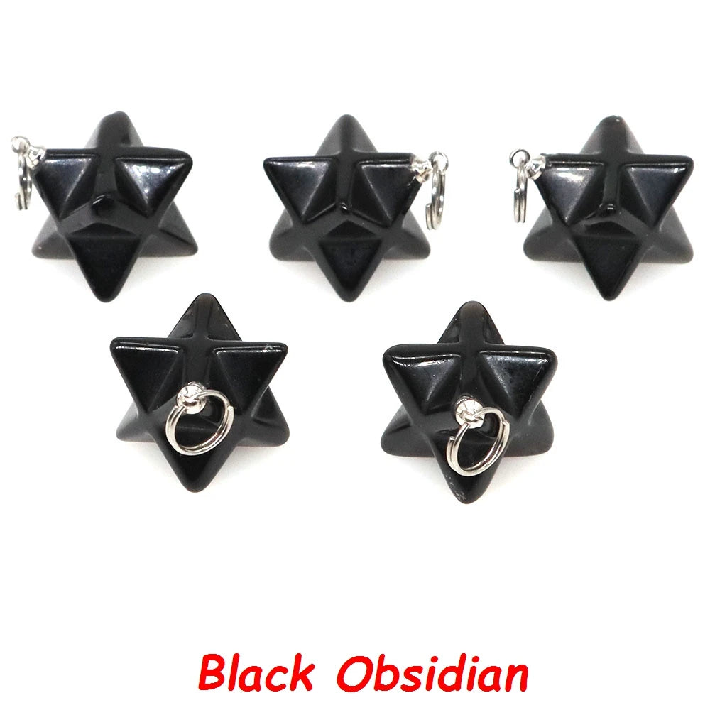 13mm Merkaba Star Pendant Natural Hexagram Stone Necklace Reiki Healing Crystal Wiccan Energy Gemston For DIY Jewelry Home Decor