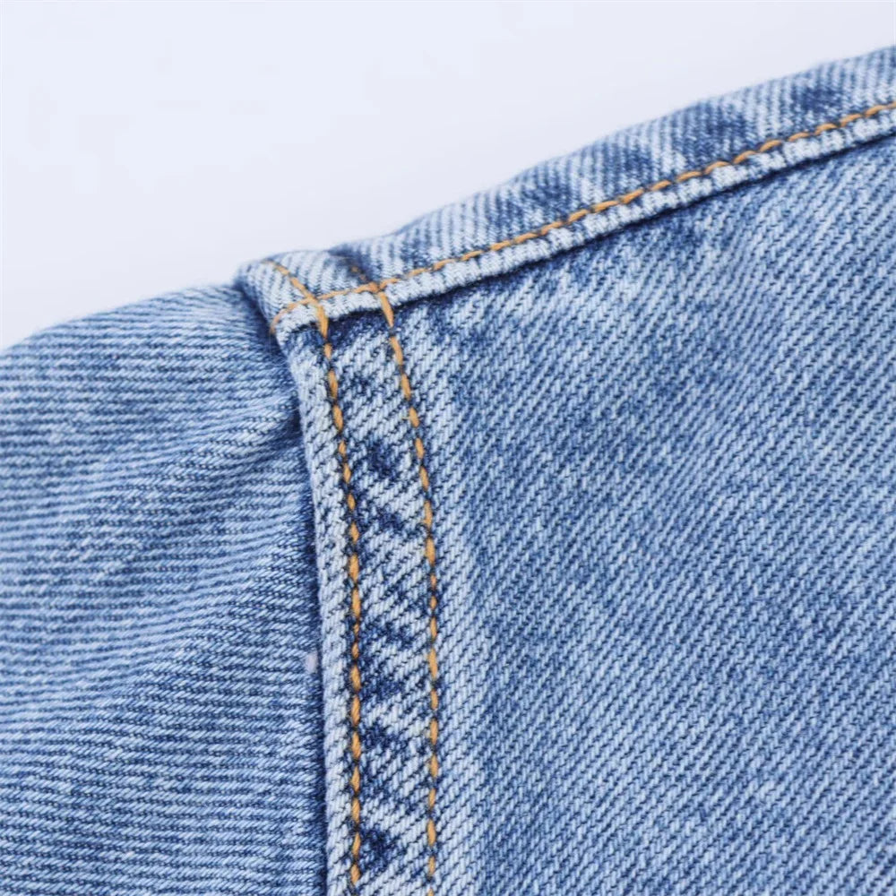 Women's Versatile Denim Long sleeved Short Shirt Top Long pants Set Spring/Summer New Product Casual Women's Wear