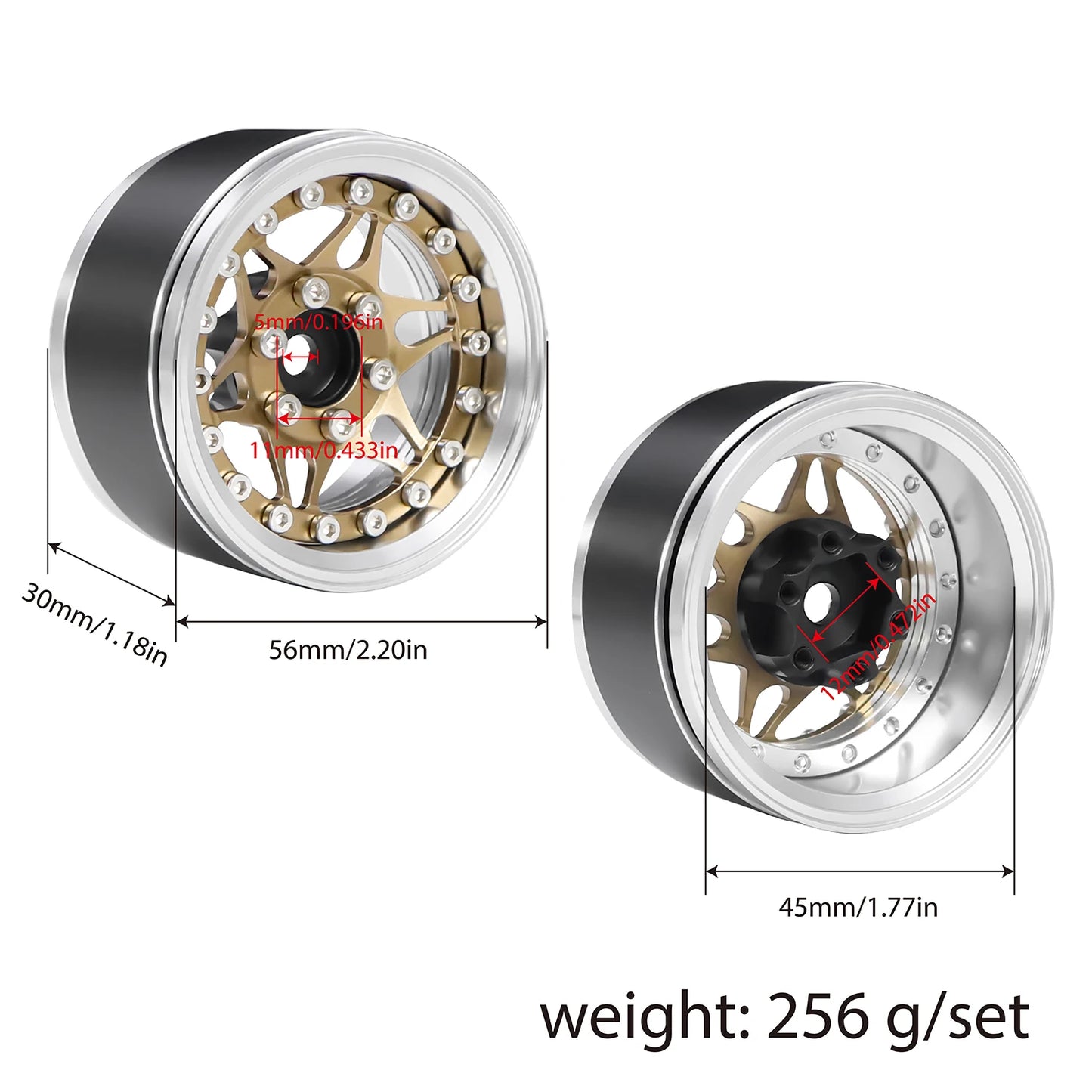 1.9" Adjustable Offset CNC Aluminum Beadlock Wheels for 1/10 RC Crawler TRX4 TRX6 SCX10 GEN8 RC4WD D90 Upgrade Parts