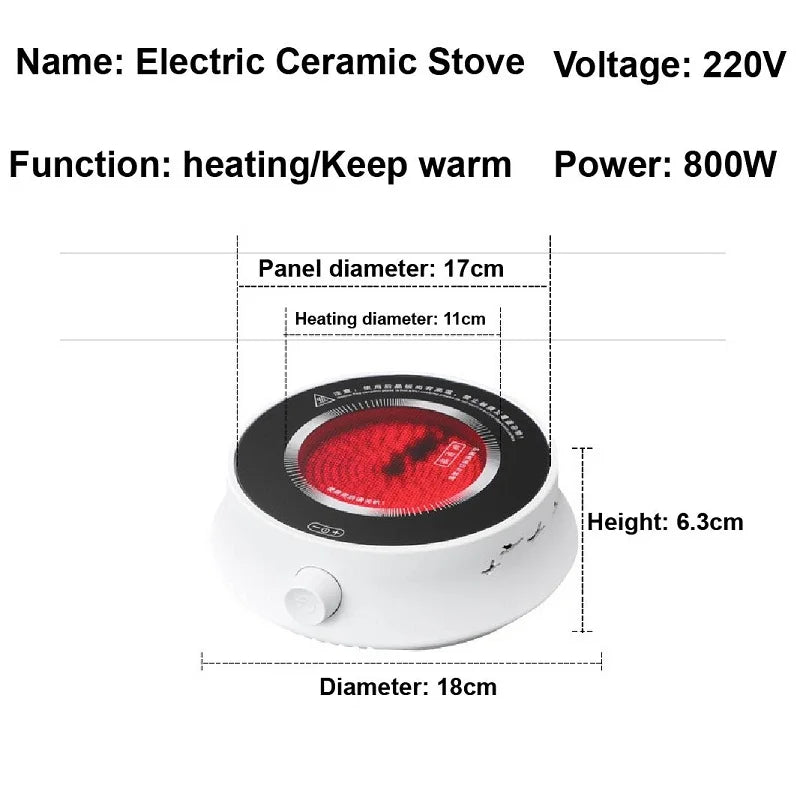 220V Mini Electric Stove Boiling Water Stove Household Tea Making Machine Multi-function Coffee Tea Heater Heating Stove 800W