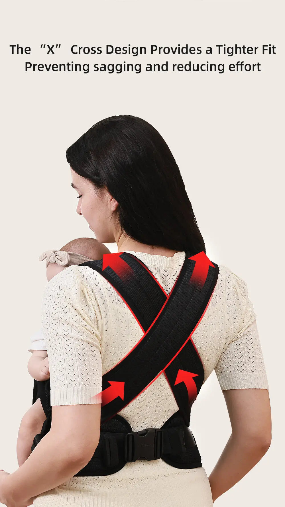 Sunveno Integrated Secure Baby Carrier Effortless Comfortable Baby Carrier Mesh Breathable 4-24months Hands-Free Ergonomic Black