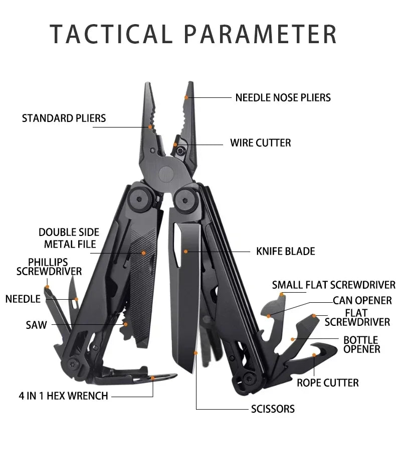 BHBT 19 in 1 Multitool Pliers Folding Knife Multi Tool Hoxagon Wrench Outdoor Camping EDC Tool Home Repair Maintenance