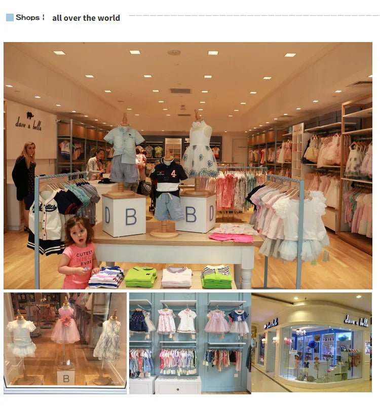 Dave Bella Baby Girl White T-shirts Cartoon Printed Girls Tees Children Tops Puff Sleeves Kids Clothes DB2221905