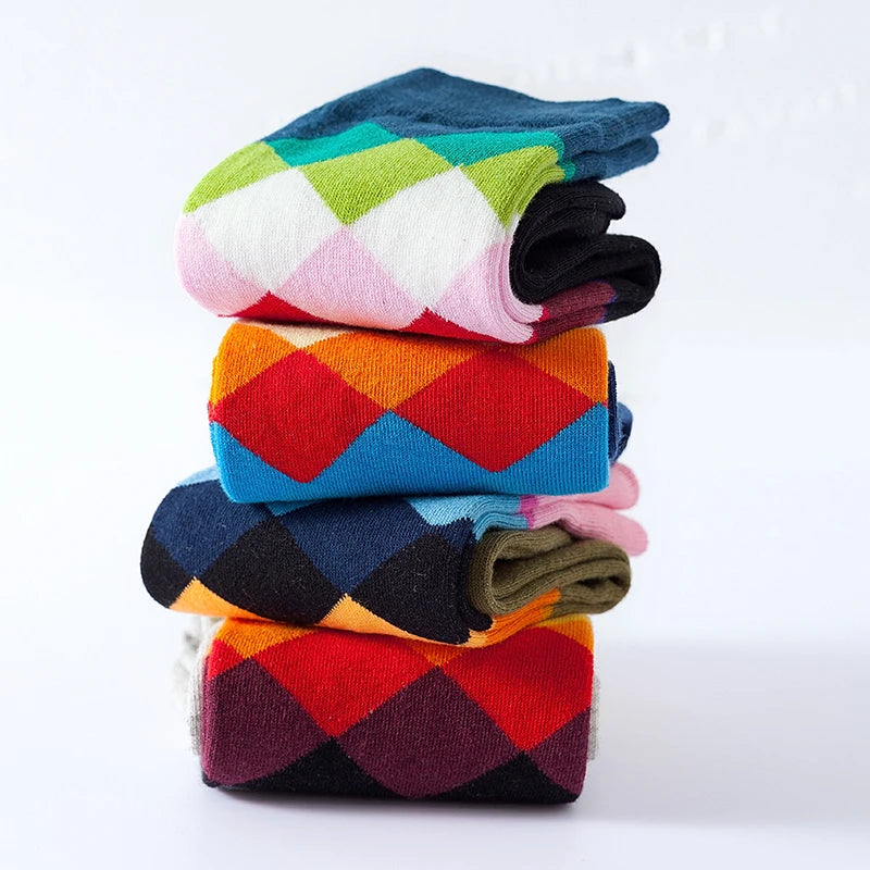 Classic Male Happy Cotton Casual Crew Socks Breathable Color Compression Funny Sox Business Dress High Quality  Socks for Men