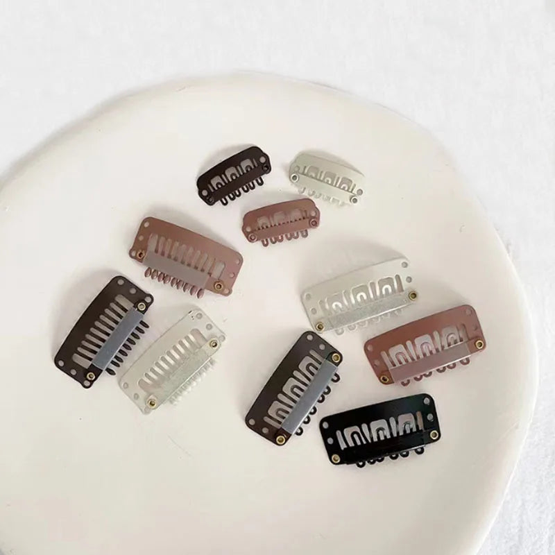 30pcs 2.3cm-3.6cm Hair Extension Clips Wig Clips For Human Hair Bangs Snap Hair Clips For Extensions Metal Comb For Closure