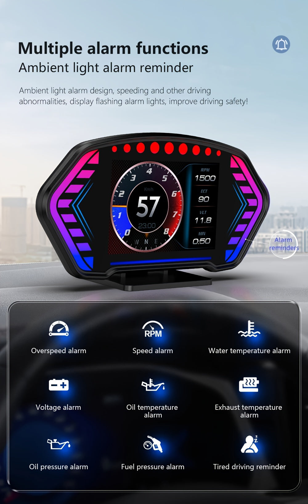 ANCEL P3 OBD2+GPS Universal Head-Up Display HUD OBD Meter Digital Projector