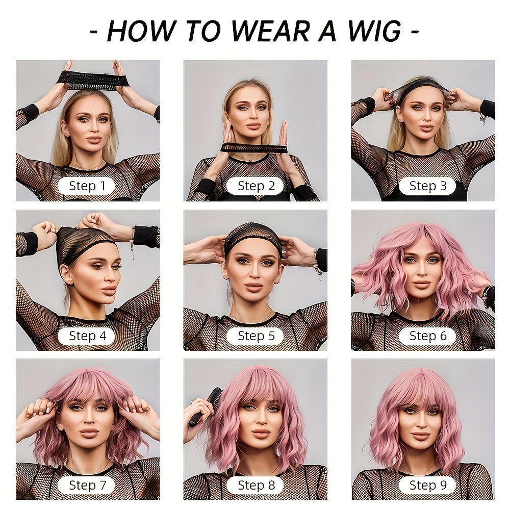 Ombre Copper Brown Ginger Wig with Bangs - Natural Straight Synthetic Hair Wig for Women - Realistic Looking Wig - 22 Inches Music Festival