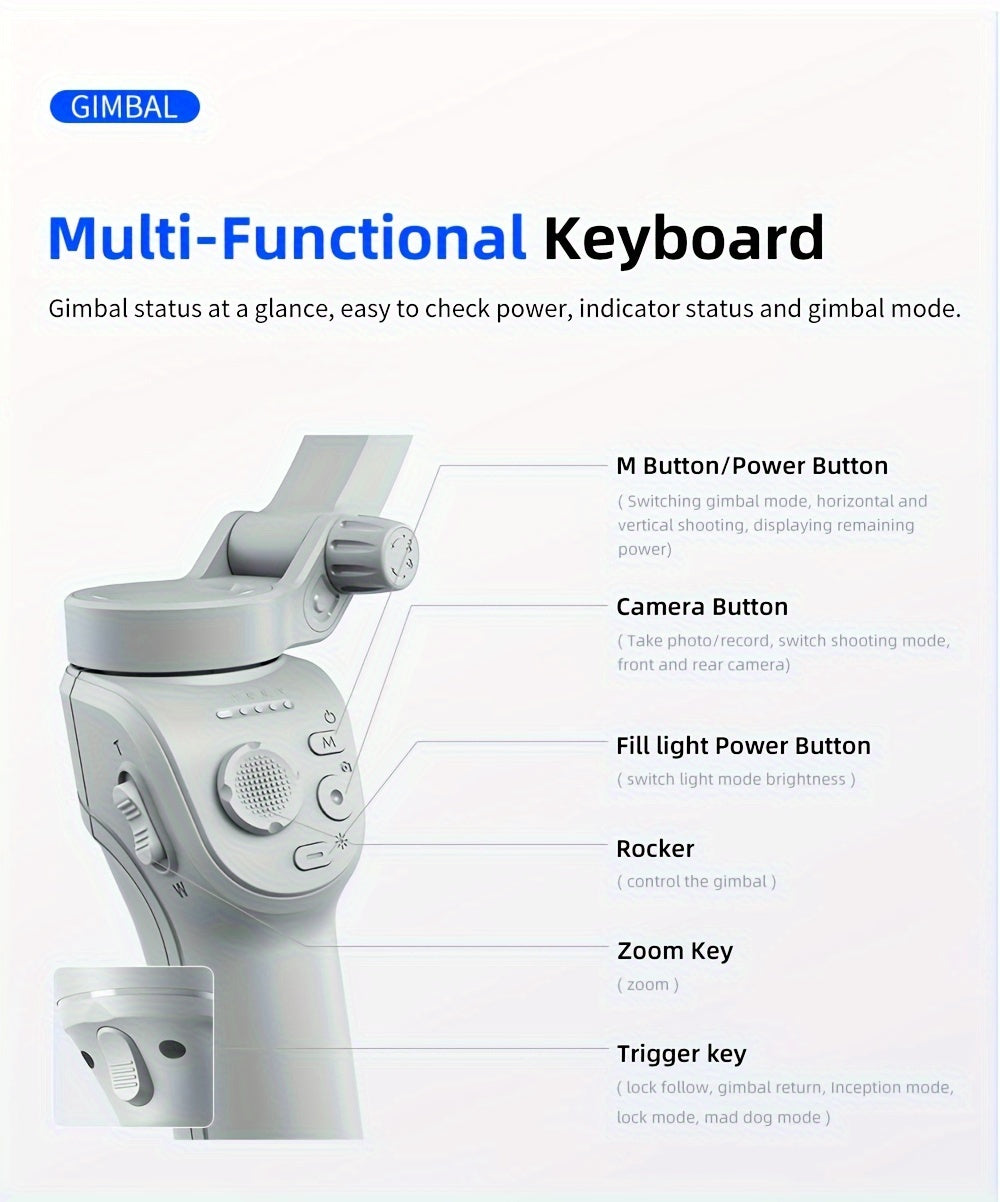 3-Axis Smartphone Gimbal with ActiveTrack, Auto Tracking, Portable & Foldable for Video Recording and Vlogging