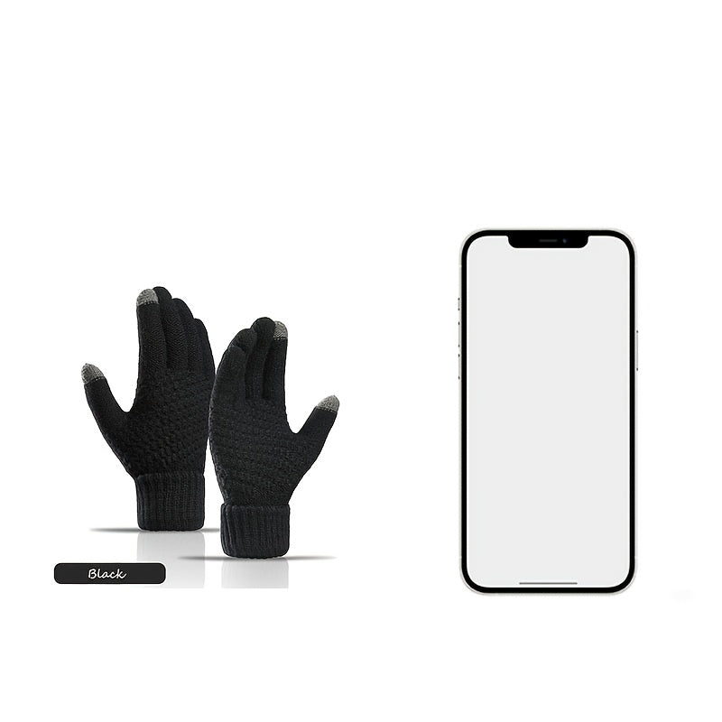 Winter Coldproof Touchscreen Gloves with Fleece Lining - Thickened Warm Unisex Phone Operation Gloves for Smartphone, Outdoor Activities, Skiing & Commuting (for all Smartphones)