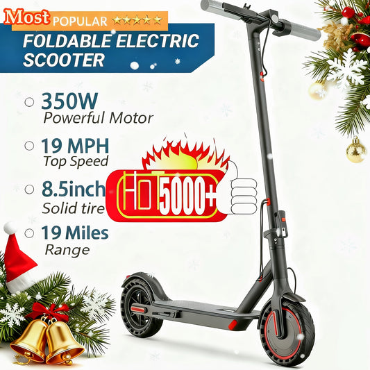 LADPED Electric Scooter | 350W 36V 5.2AH-10.5AH, 8.5" Solid Tires, 19 Mile Range, 3 Modes, High Speed, Foldable, Height Adjustable, Aluminum Alloy, Red and, Ideal for City Streets, Parks, Campus Pathways, Long