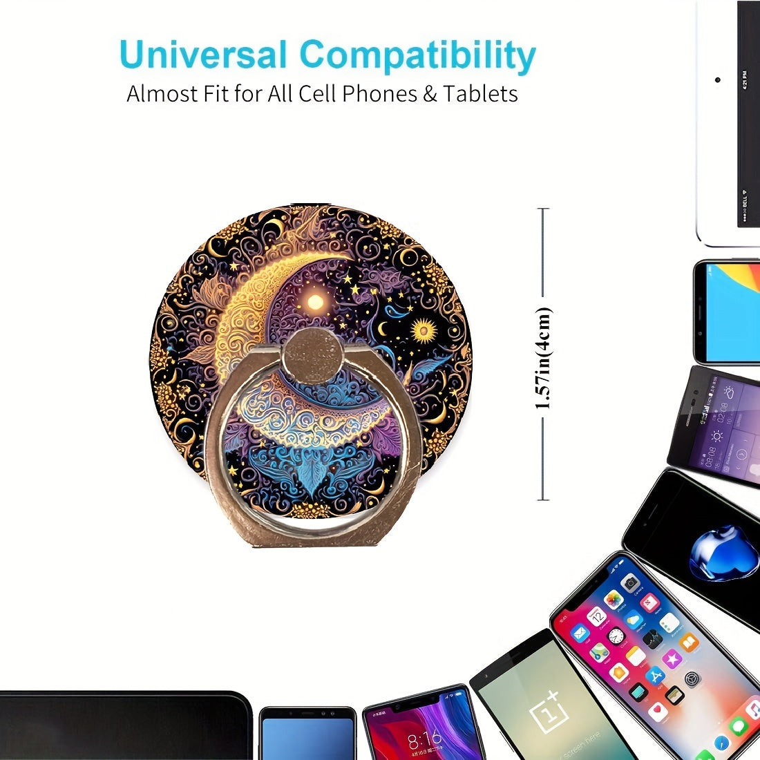 1pc Star and Moon Cell Phone Ring Holder Stand, cool Design Lightweight And Convenient 360-Degree Rotation Universal Smartphone Round Ring Holder, Compatible With Smartphones And Tablets