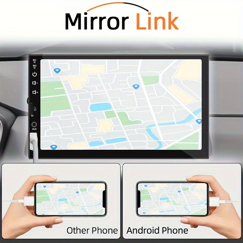 Car MP5 Dual Rod Radio, Portable 7-inch HD Touch Screen, Synchronous GPS Navigation Audio Car Radio Receiver, Wireless Wireless Multimedia Player, Compatible with Android/Apple Mobile Phone Systems, Optional Reverse Camera, S