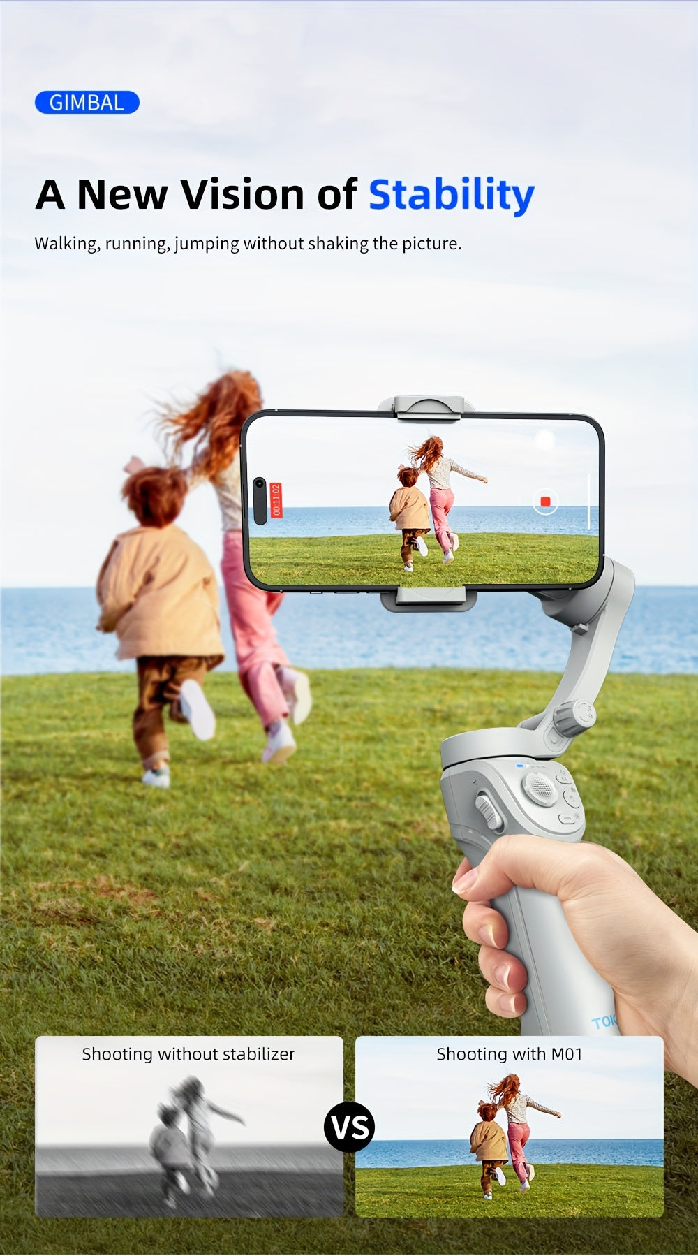 3-Axis Smartphone Gimbal with ActiveTrack, Auto Tracking, Portable & Foldable for Video Recording and Vlogging